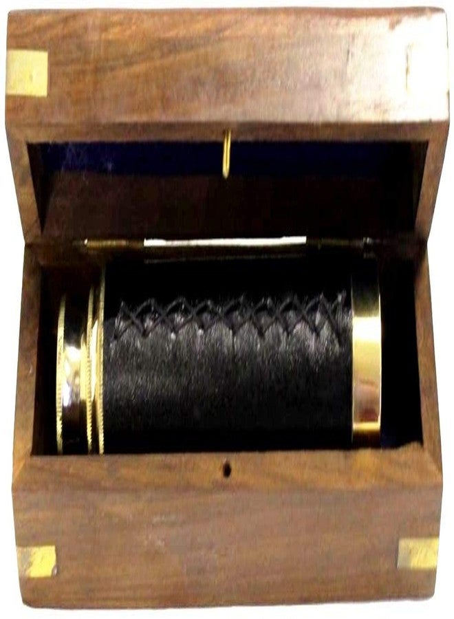 THOR INSTRUMENTS 15" Handheld Brass Telescope with Anchor Wooden Box Rustic Vintage Home Decor Gifts - Image 2